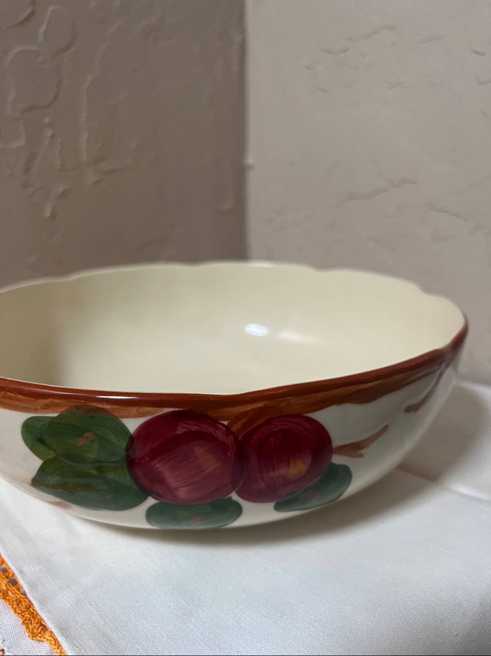 Franciscan Earthenware Hand-Painted Apple Pattern Serving Bowl.  Made in USA